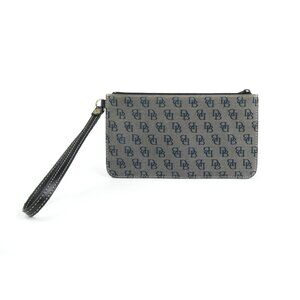 Dooney & Bourke Monogram Navy Black Canvas Wristlet/Clutch